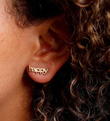 Design Letters Ørering - 1 stk. - HAPPY - 18K Guldbelagt Design Letters Ørering - 1 stk. - HAPPY - 18K Guldbelagt