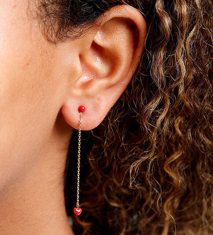 Design Letters Øreringe m. Kæde - 2 stk. - Little Big Love - 18K Design Letters Øreringe m. Kæde - 2 stk. - Little Big Love - 18K