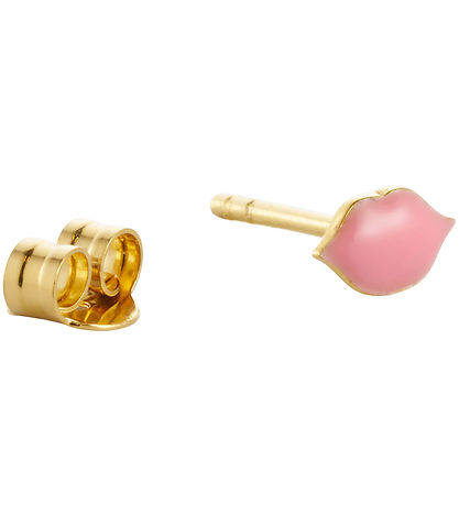 Design Letters Ørering - 1 stk. - Pink Kys - 18K Guldbelagt Design Letters Ørering - 1 stk. - Pink Kys - 18K Guldbelagt