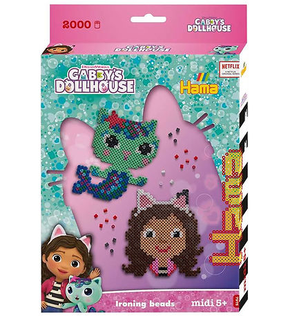 Hama Midi Beads - 2000 pcs + 1 Plate - Gabby's Dollhouse Hama Midi Beads - 2000 pcs + 1 Plate - Gabby's Dollhouse