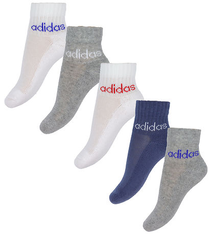 adidas Performance Strømper - 5-pak - Kids Lin Ank - Blå/Grå/Hvi adidas Performance Strømper - 5-pak - Kids Lin Ank - Blå/Grå/Hvi