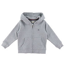 GANT Cardigan - Shield Zip - Light Grey Melange GANT Cardigan - Shield Zip - Light Grey Melange