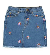The New Nederdel - TnJanet - Denim - Blå m. Regnbuer The New Nederdel - TnJanet - Denim - Blå m. Regnbuer