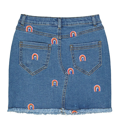 The New Nederdel - TnJanet - Denim - Blå m. Regnbuer