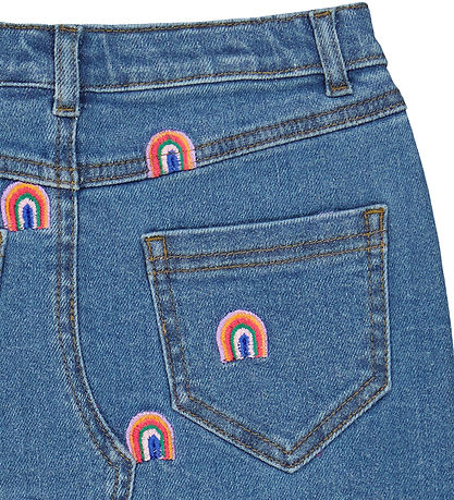 The New Nederdel - TnJanet - Denim - Blå m. Regnbuer