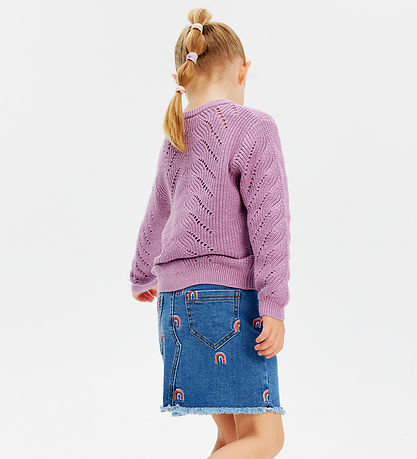 The New Nederdel - TnJanet - Denim - Blå m. Regnbuer