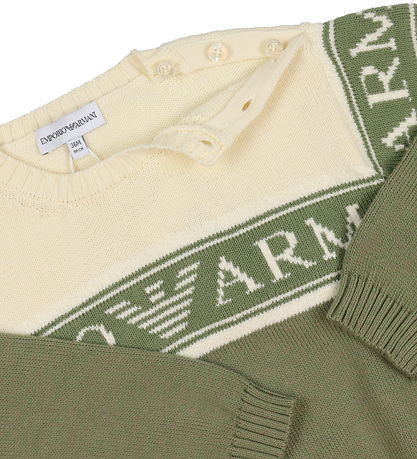 Emporio Armani Bluse - Strik - Fantasia Verde m. Hvid Emporio Armani Bluse - Strik - Fantasia Verde m. Hvid