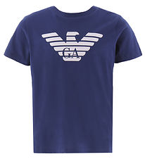 Emporio Armani T-shirt - Blå/Hvid m. Logo Emporio Armani T-shirt - Blå/Hvid m. Logo