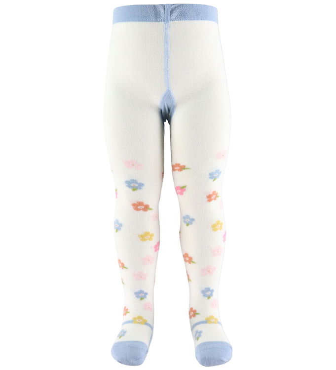 Hust and Claire Strømpebukser - HCFrankie - Ivory m. Blomster