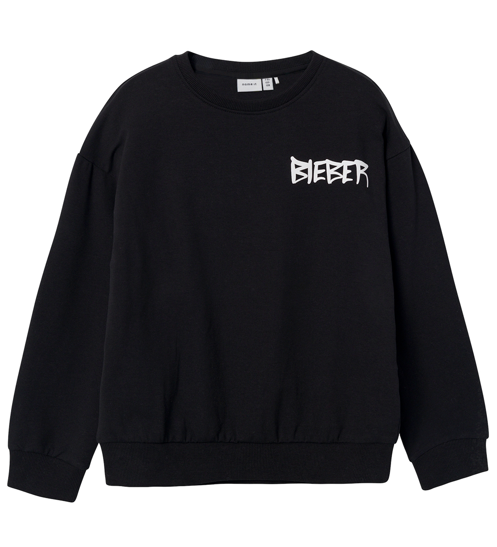 Name It Sweatshirt - NkfJabs Justin Bieber - Schwarz - Name It - 7-8 Jahre (122-128) - Sweatshirts