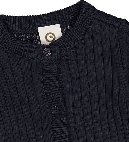 Müsli Cardigan - Stickad Rib - Natt Blue Müsli Cardigan - Stickad Rib - Natt Blue