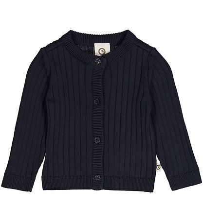 Müsli Cardigan - Stickad Rib - Natt Blue Müsli Cardigan - Stickad Rib - Natt Blue