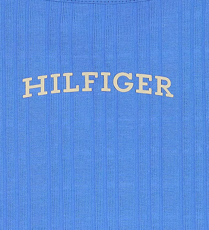 Tommy Hilfiger Top - Cropped - Rib - Blue Spell w. White Tommy Hilfiger Top - Cropped - Rib - Blue Spell w. White