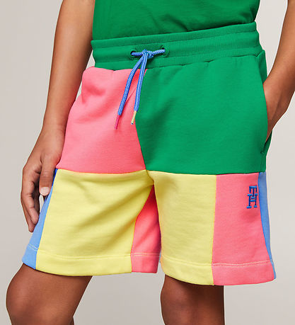 Tommy Hilfiger Sweatshorts - U Colorblock Monogram - Grøn/Gul/Pi Tommy Hilfiger Sweatshorts - U Colorblock Monogram - Grøn/Gul/Pi
