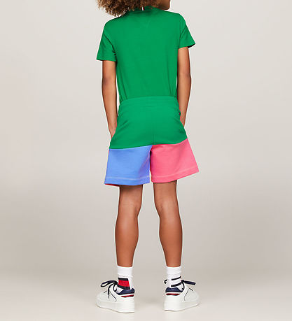 Tommy Hilfiger Sweatshorts - U Colorblock Monogram - Grøn/Gul/Pi Tommy Hilfiger Sweatshorts - U Colorblock Monogram - Grøn/Gul/Pi