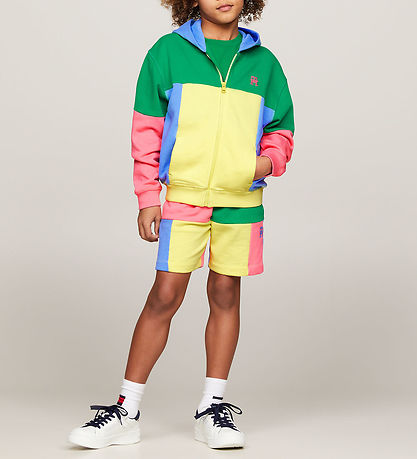 Tommy Hilfiger Sweatshorts - U Colorblock Monogram - Grøn/Gul/Pi Tommy Hilfiger Sweatshorts - U Colorblock Monogram - Grøn/Gul/Pi