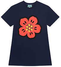 Kenzo Kjole - Navy/Rød m. Blomst Kenzo Kjole - Navy/Rød m. Blomst