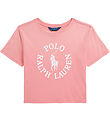 Polo Ralph Lauren T-shirt - Pink m. Hvid Polo Ralph Lauren T-shirt - Pink m. Hvid