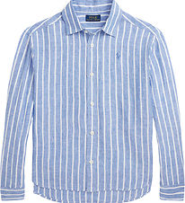 Polo Ralph Lauren Skjorte - Lismore - Hør - Blå/Hvidstribet Polo Ralph Lauren Skjorte - Lismore - Hør - Blå/Hvidstribet