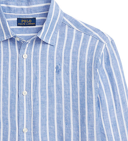 Polo Ralph Lauren Skjorte - Lismore - Hør - Blå/Hvidstribet Polo Ralph Lauren Skjorte - Lismore - Hør - Blå/Hvidstribet