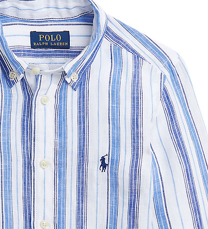 Polo Ralph Lauren Skjorte - Hør - Blå/Hvidstribet Polo Ralph Lauren Skjorte - Hør - Blå/Hvidstribet