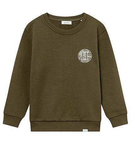 Les Deux Sweatshirt - Globe - Olive Night/Ivory Les Deux Sweatshirt - Globe - Olive Night/Ivory