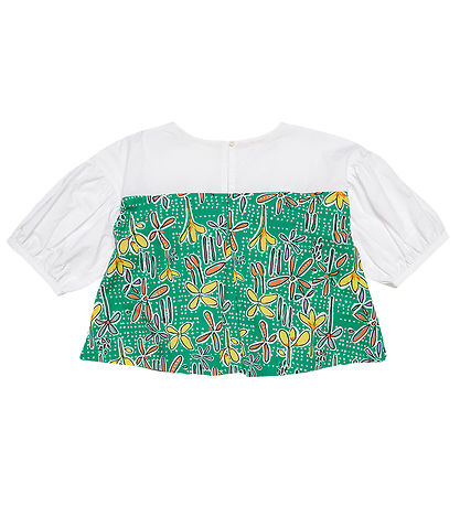 Marni Skjortebluse - Hvid/Grøn m. Blomster Marni Skjortebluse - Hvid/Grøn m. Blomster