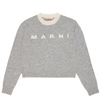 Marni Bluse - Cropped - Uld - Gråmeleret m. Creme Marni Bluse - Cropped - Uld - Gråmeleret m. Creme