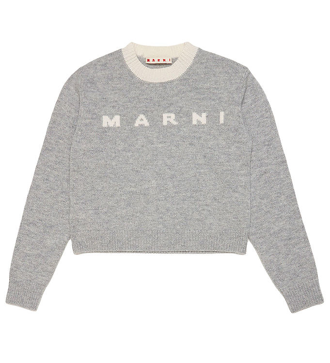 Marni Bluse - Cropped - Uld - Gråmeleret m. Creme