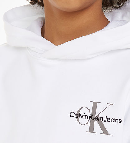 Calvin Klein Hættetrøje - Small Monogram - Bright White Calvin Klein Hættetrøje - Small Monogram - Bright White