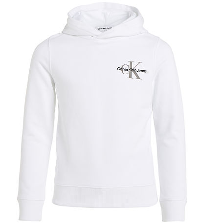 Calvin Klein Hættetrøje - Small Monogram - Bright White Calvin Klein Hættetrøje - Small Monogram - Bright White