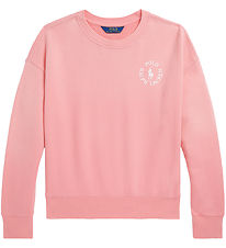 Polo Ralph Lauren Sweatshirt - Ribbon Pink m. Hvid Polo Ralph Lauren Sweatshirt - Ribbon Pink m. Hvid
