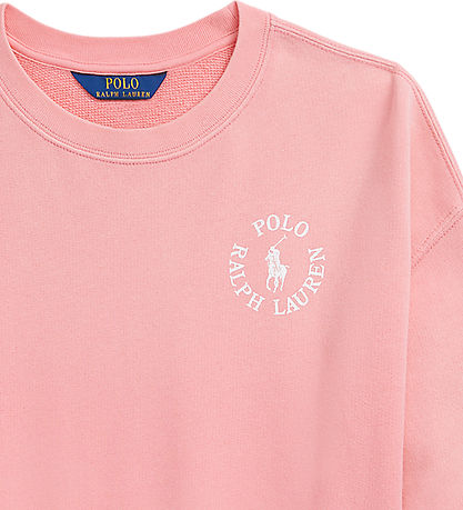Polo Ralph Lauren Sweatshirt - Ribbon Pink m. Hvid Polo Ralph Lauren Sweatshirt - Ribbon Pink m. Hvid