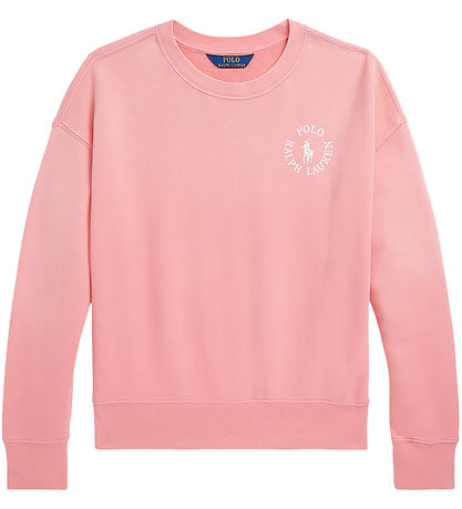 Polo Ralph Lauren Sweatshirt - Ribbon Pink m. Hvid Polo Ralph Lauren Sweatshirt - Ribbon Pink m. Hvid