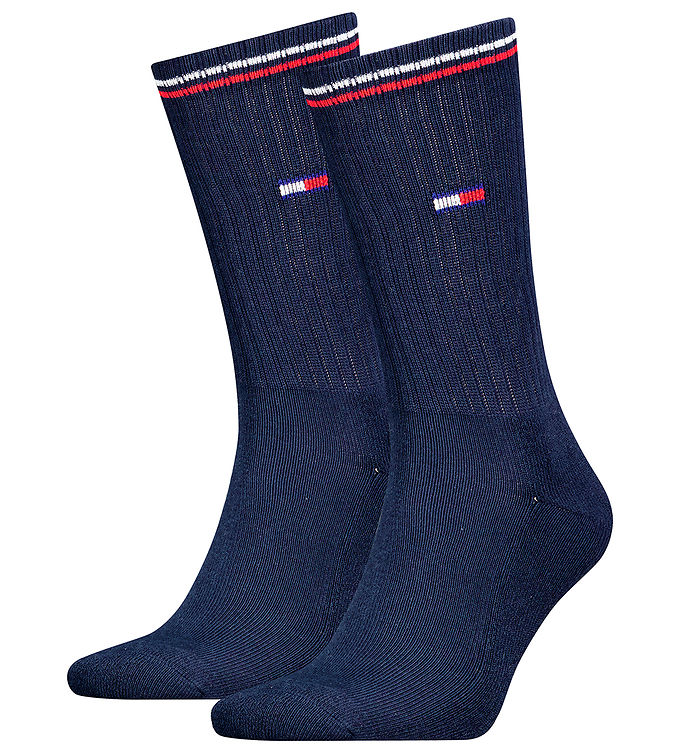 Tommy Uni TJ Iconic Crew Socks Strømper 2P Marineblå Str 35/38