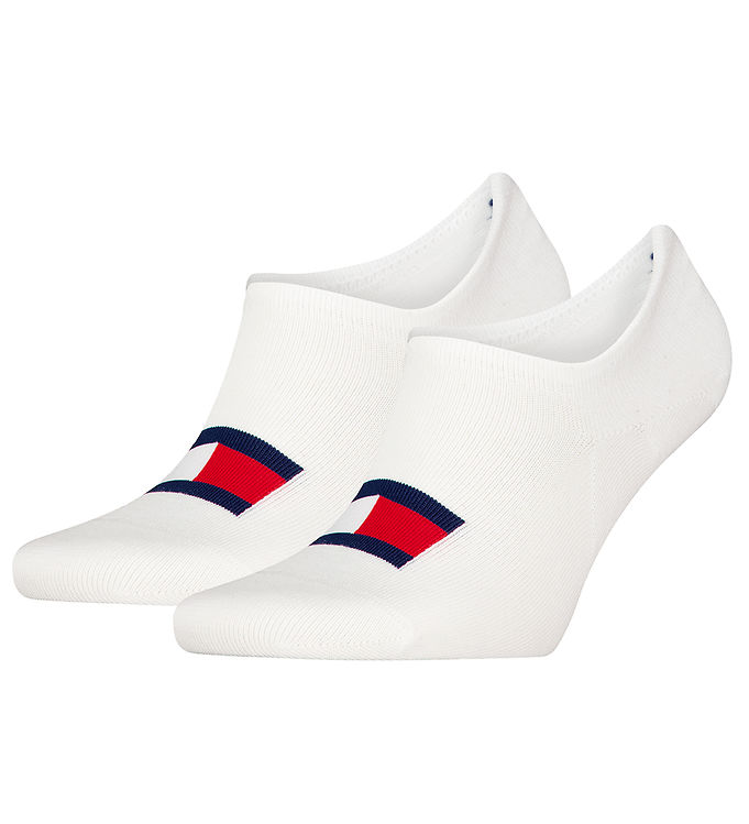 Tommy Uni TJ Flag Footie Socks Strømper 2P Hvid Str 43/46
