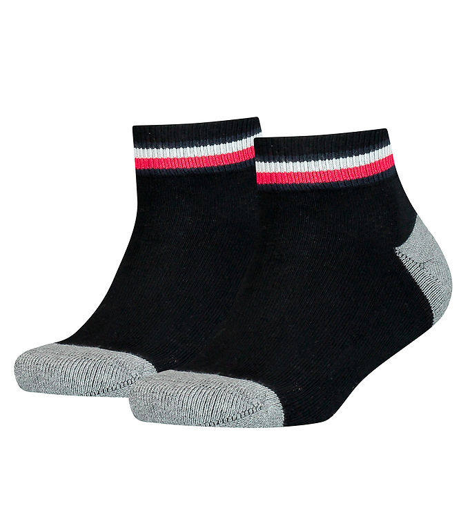 Tommy Hilfiger Strømper - 2-pak - Sort m. Grå