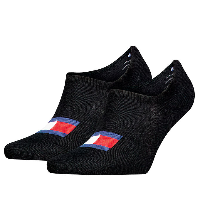 Tommy Uni TJ Flag Footie Socks Strømper 2P Sort Str 39/42