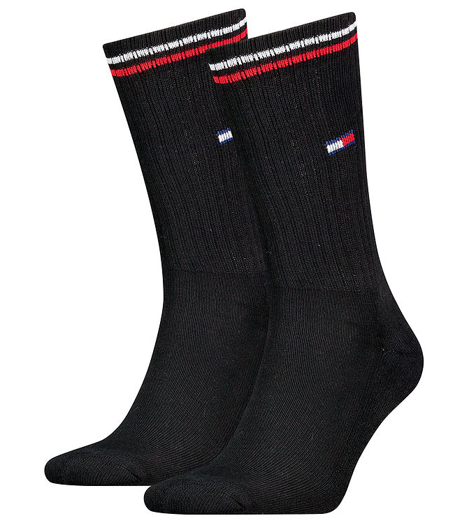 Tommy Uni TJ Iconic Crew Socks Strømper 2P Sort Str 39/42