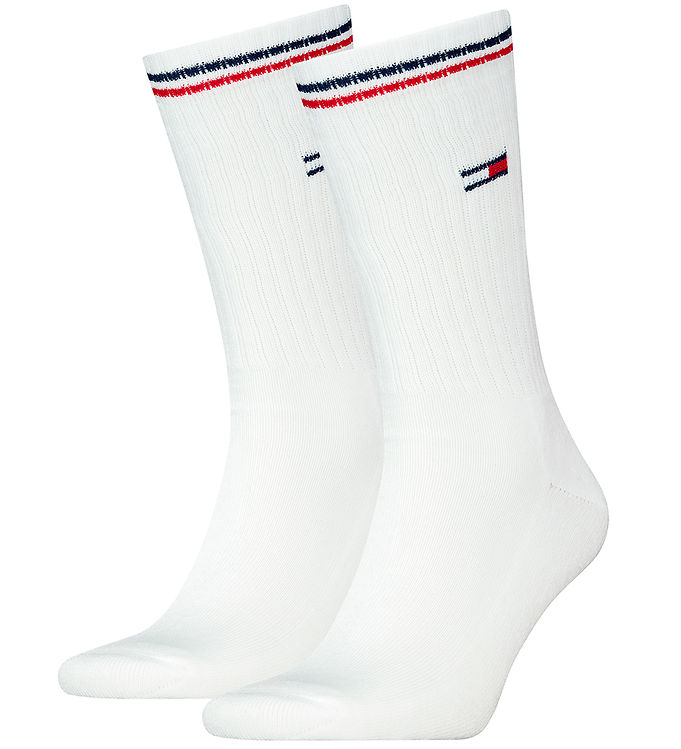 Tommy Uni TJ Iconic Crew Socks Strømper 2P Hvid Str 39/42