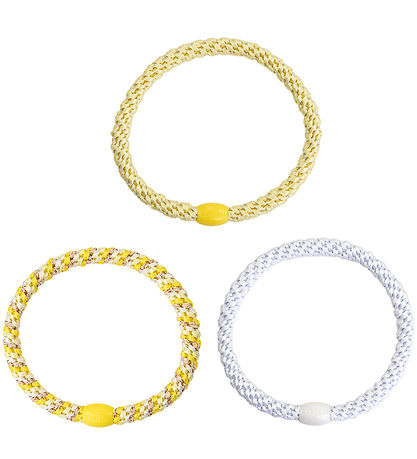 Kknekki Hårelastikker - Slim - 6-pak - Gul/Hvid