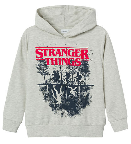 Name It Hættetrøje - NkmFinny Stranger Things - Light Grey Melan Name It Hættetrøje - NkmFinny Stranger Things - Light Grey Melan