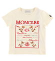 Moncler T-shirt - Cream/Rød m. Broderi Moncler T-shirt - Cream/Rød m. Broderi