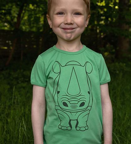 DYR-Cph T-Shirt - Dyrhide - Dusty Green Outline Næsehorn