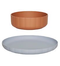 OYOY Spisesæt - Bioplast - 2 dele - Pullo - Caramel/Ice Blue OYOY Spisesæt - Bioplast - 2 dele - Pullo - Caramel/Ice Blue