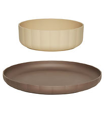 OYOY Spisesæt - Bioplast - 2 dele - Pullo - Taupe/Vanilla OYOY Spisesæt - Bioplast - 2 dele - Pullo - Taupe/Vanilla