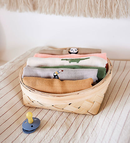 OYOY Muslin Cloths - 70x70cm - Panda - 2-Pack - Khaki/Rose