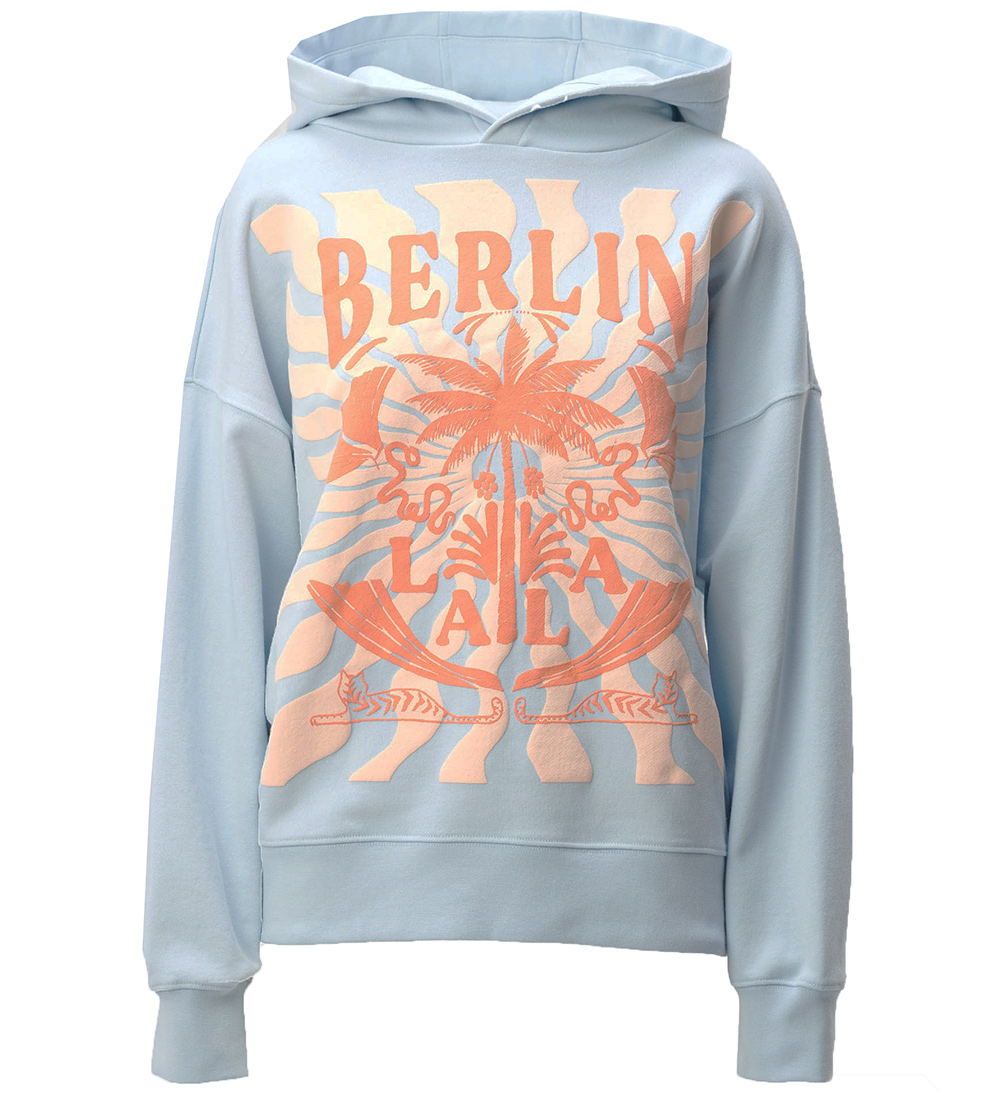 Lala Berlin Kapuzenpullover - Irina - Sunset Palm Kaschmir Blue - Lala Berlin - M - Medium - Kapuzenpullover