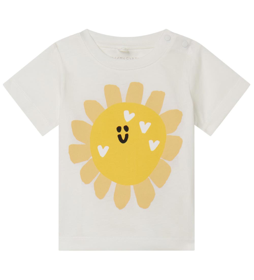 Stella McCartney Kids T-Shirt - Weiß/Gelb m. Sol - Stella McCartney Kids - 12 mt - T-Shirts