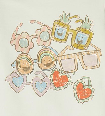 Stella McCartney Kids Sweatshirt - Hvid m. Solbriller Stella McCartney Kids Sweatshirt - Hvid m. Solbriller